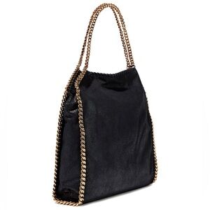 Stella McCartney Fabaella faux brushed-leather tote (black & gold hardware)